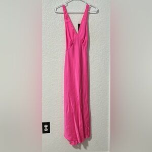 Vintage Gold Label Victoria Secret Midi Slip Dress Large Hot Pink 100% Silk